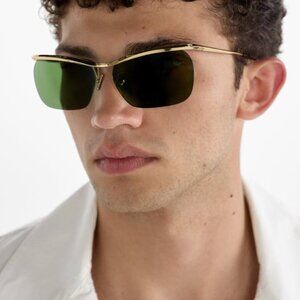 Celine CL40307U 30N Sunglasses Gold Square Frame, Green Lenses